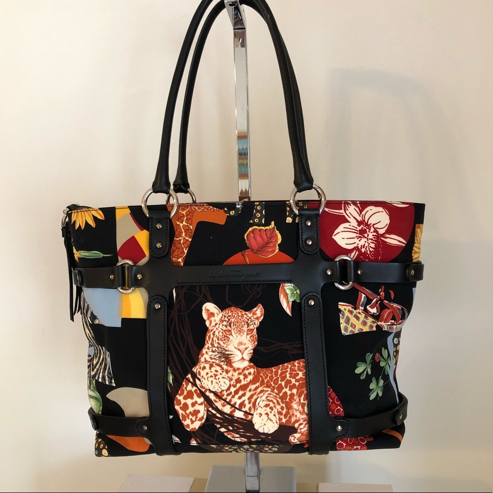 FERRAGAMO “Fiera” Neoprene Tote.